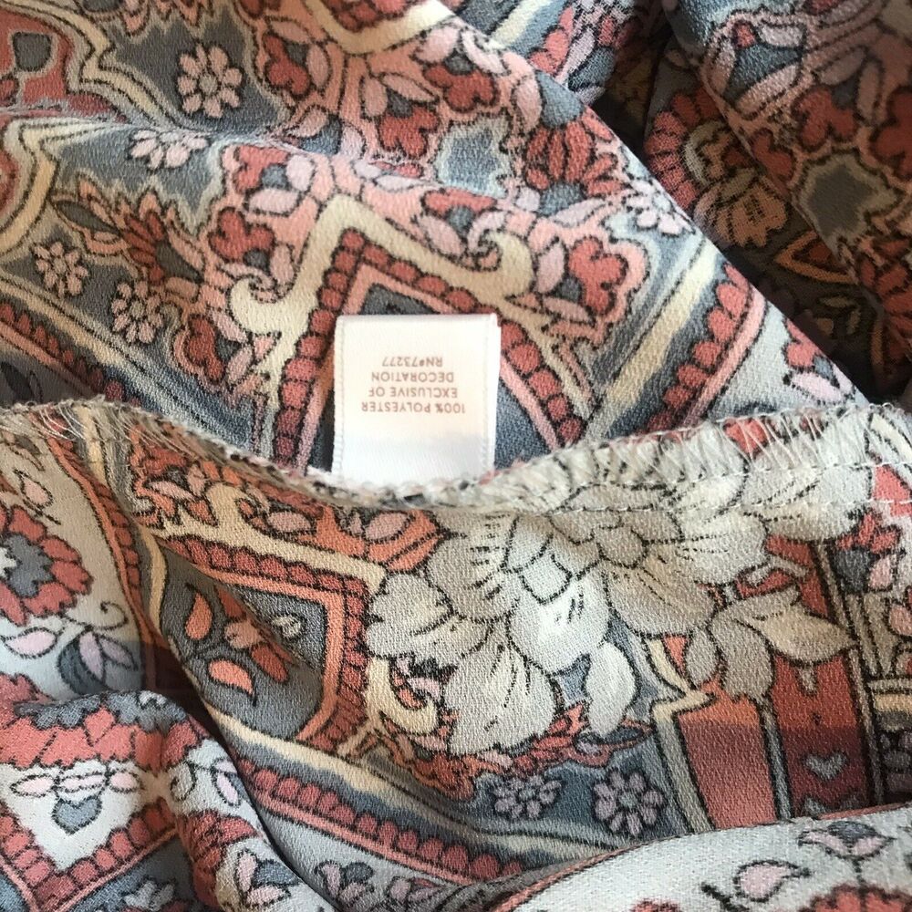 Lauren Conrad Sz XL Dress Cold Shoulder Mandala Floral Boho Ruffle Romantic READ - Picture 8 of 8